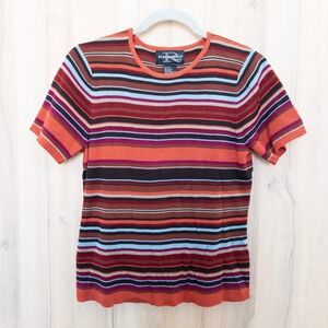 VTG‎ Requirements Womens Sweater Top Size PM Multicolor Striped Knit Y2K Retro